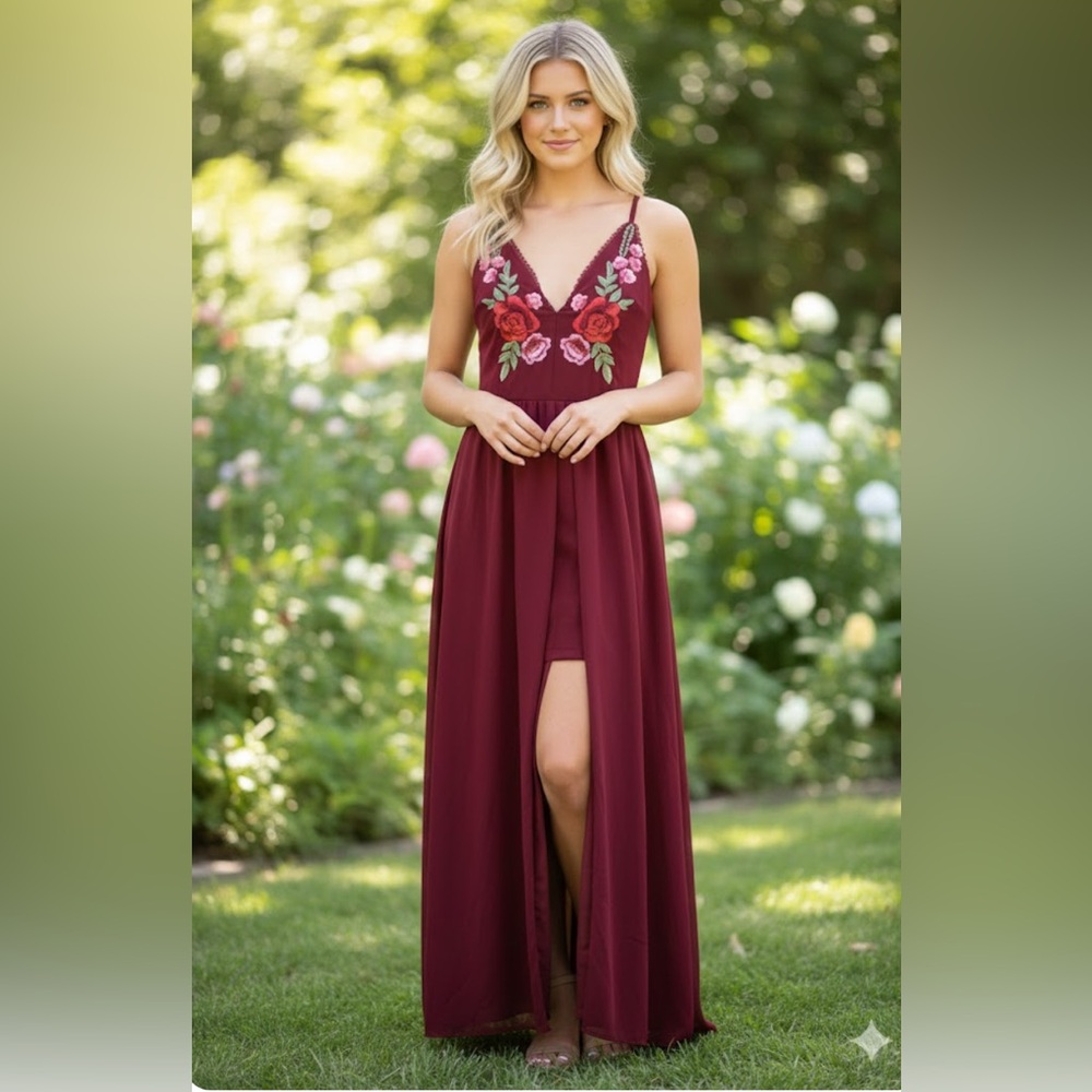 Maxi‎ dress long in the back shorts in the front red side S